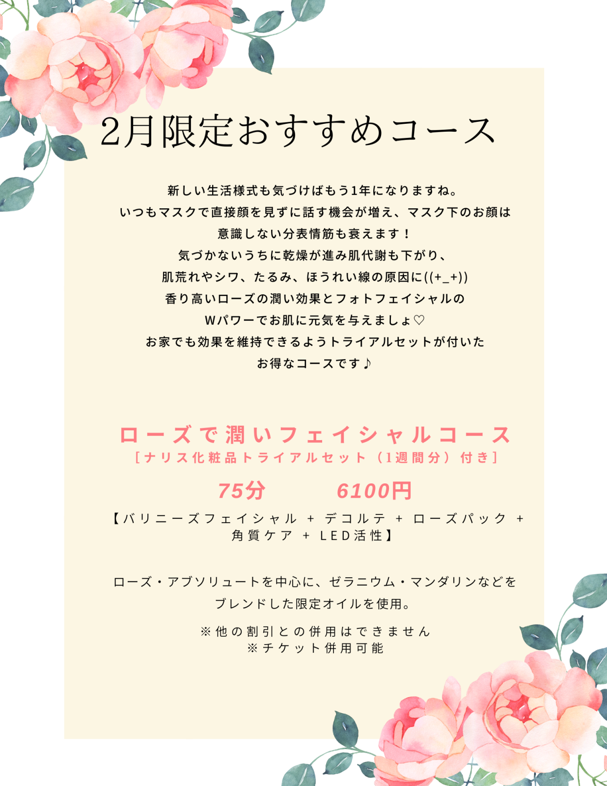 【2月限定】ローズで潤いフェイシャルコース