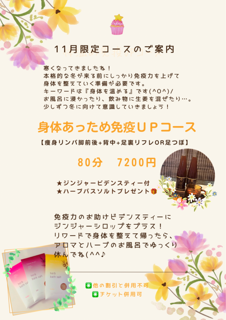 11月限定コースのご案内